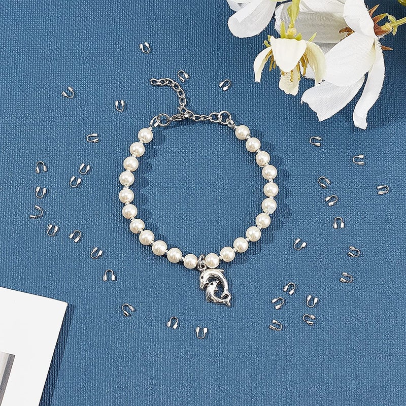 PH PandaHall 200pcs Wire Guardian and Protectors Silver Color Brass 0.5mm Hole Thread Protector U Shape Loop Guardian for Necklaces Bracelets Beading Jewelry Craft - Image 5